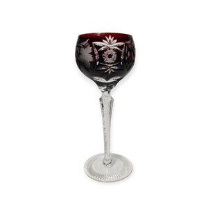 Nachtmann Traube Ruby Cranberry Cut to Clear Crystal Wine Glass Bohemian